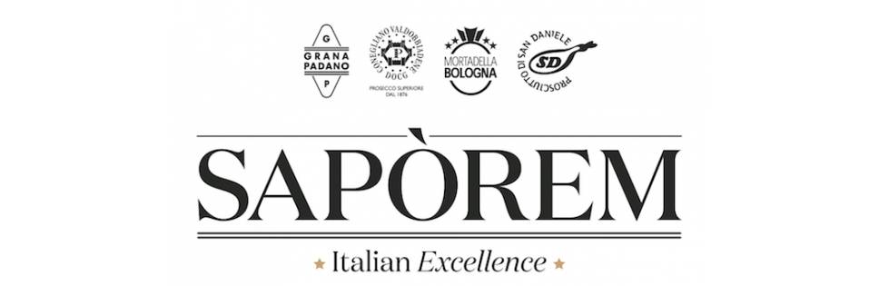 "Sapòrem", nato dall'unione di sapore e sapere, è l'emblema del legame di quattro grandi consorzi nello spazio Eataly ad EXPO 2015.