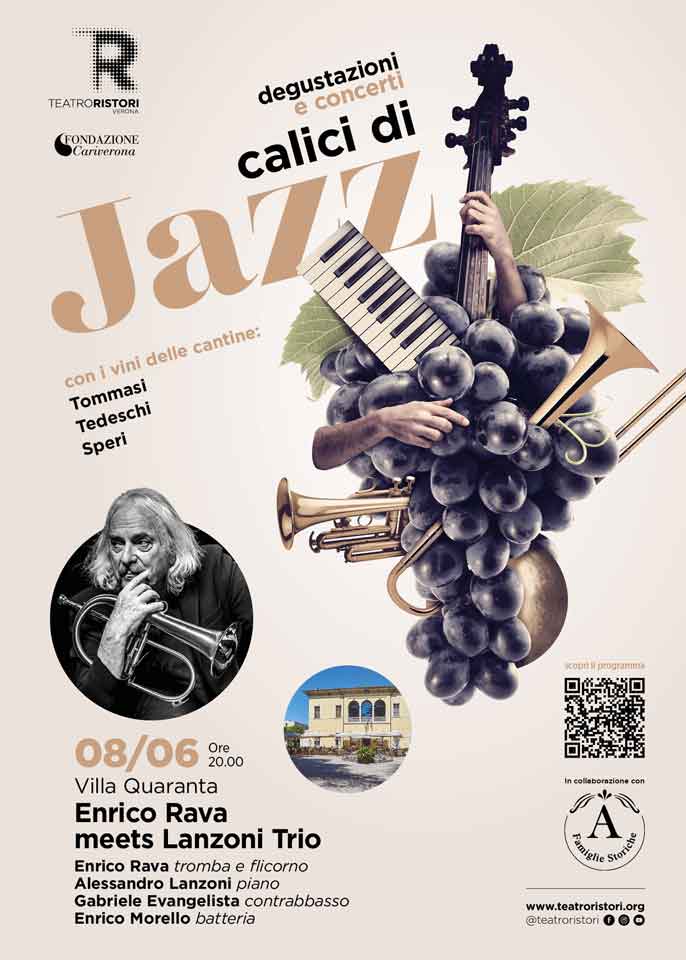 CALICI DI JAZZ - LIVE A VILLA QUARANTA, IL CELEBRE TROMBETTISTA ENRICO RAVA CON IL TRIO DI ALESSANDRO LANZONI 